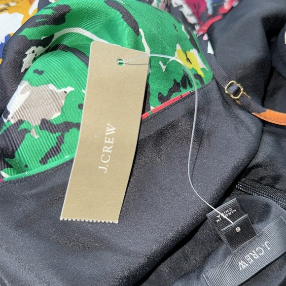 NWT J. Crew Colorful spaghetti strap brushstroke Abstract SILK dress midi 8 - Picture 5 of 7